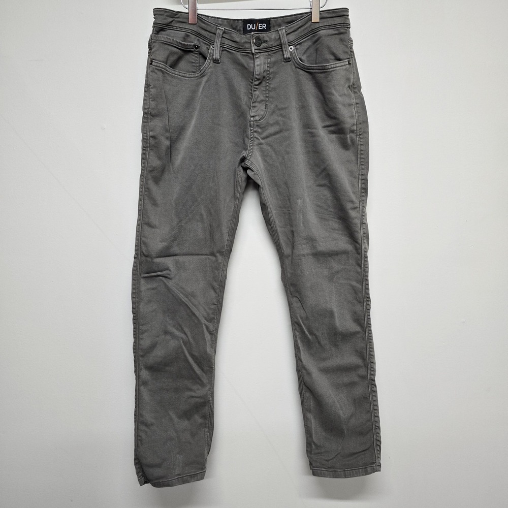 DU/ER No Sweat Slim Fit Pants Mens 33x30 (fits 32x28) Gray Stretch Gorpcore